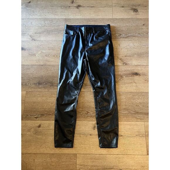 GAP Womens Mid Rise True Skinny VEGAN LEATHER Black Size 12/31R Pants - Picture 1 of 3